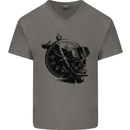 Scuba Diving Skull Diver Dive Deep Sea Mens V-Neck Cotton T-Shirt Sports Grey
