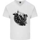 Scuba Diving Skull Diver Dive Deep Sea Mens V-Neck Cotton T-Shirt White