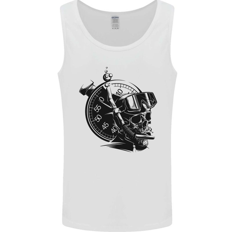 Scuba Diving Skull Diver Dive Deep Sea Mens Vest Tank Top White