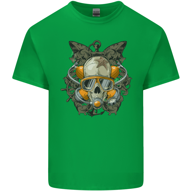 Scuba Diving Skull Diver Dive Kids T-Shirt Childrens Irish Green