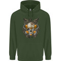 Scuba Diving Skull Diver Dive Mens 80% Cotton Hoodie Forest Green