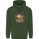 Scuba Diving Skull Diver Dive Mens 80% Cotton Hoodie Forest Green