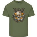 Scuba Diving Skull Diver Dive Mens Cotton T-Shirt Tee Top Military Green