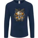 Scuba Diving Skull Diver Dive Mens Long Sleeve T-Shirt Navy Blue