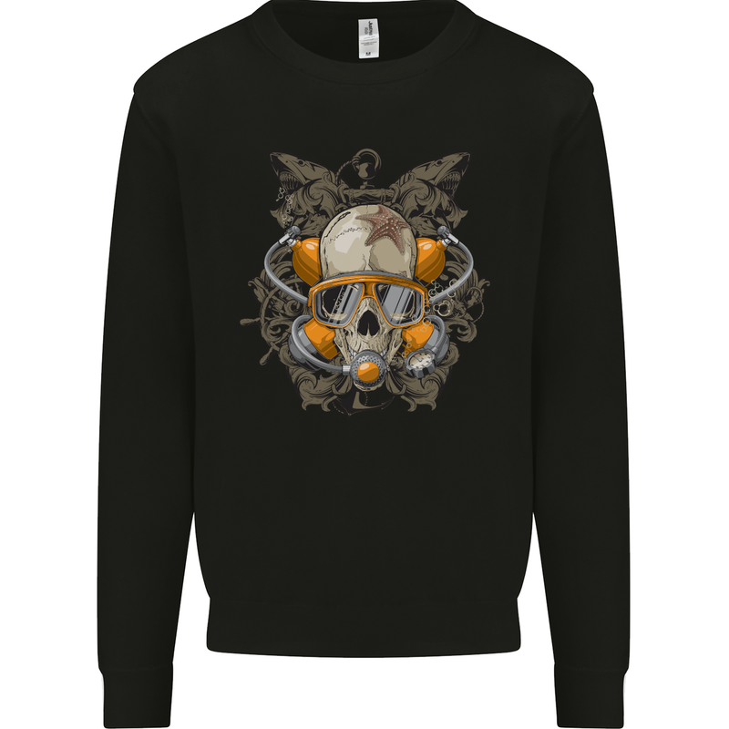 Scuba Diving Skull Diver Dive Mens Sweatshirt Jumper Black