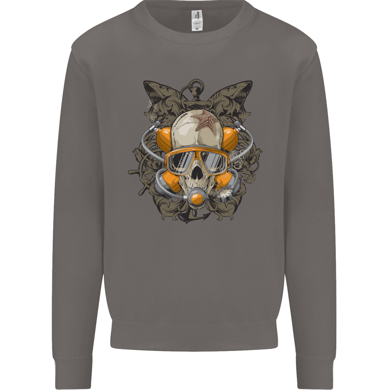 Scuba Diving Skull Diver Dive Mens Sweatshirt Jumper Charcoal