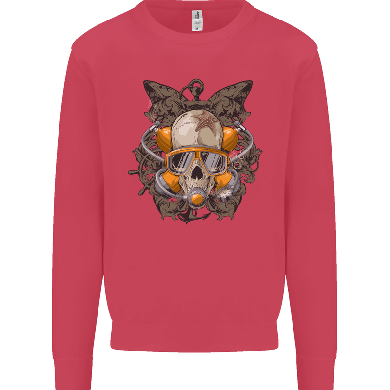 Scuba Diving Skull Diver Dive Mens Sweatshirt Jumper Heliconia