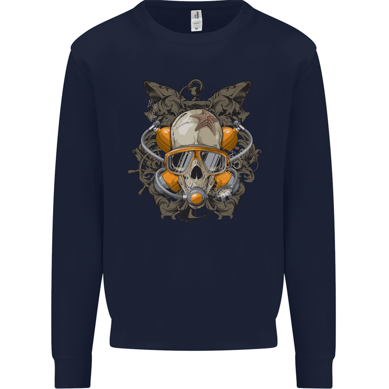 Scuba Diving Skull Diver Dive Mens Sweatshirt Jumper Navy Blue