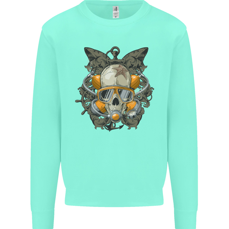 Scuba Diving Skull Diver Dive Mens Sweatshirt Jumper Peppermint