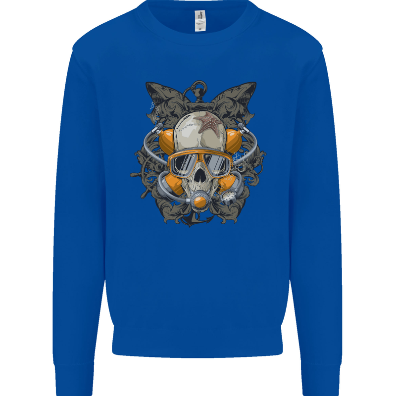 Scuba Diving Skull Diver Dive Mens Sweatshirt Jumper Royal Blue