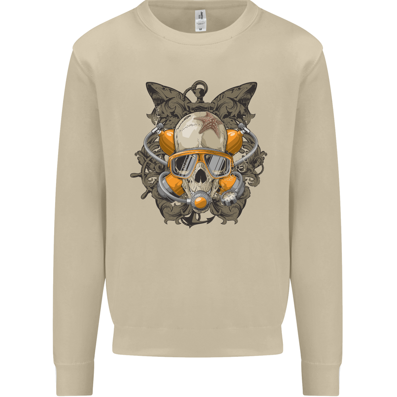 Scuba Diving Skull Diver Dive Mens Sweatshirt Jumper Sand