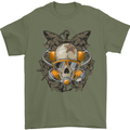 Scuba Diving Skull Diver Dive Mens T-Shirt Cotton Gildan Military Green