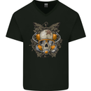 Scuba Diving Skull Diver Dive Mens V-Neck Cotton T-Shirt Black