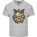 Scuba Diving Skull Diver Dive Mens V-Neck Cotton T-Shirt Sports Grey