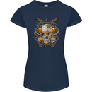 Scuba Diving Skull Diver Dive Womens Petite Cut T-Shirt Navy Blue