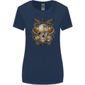 Scuba Diving Skull Diver Dive Womens Wider Cut T-Shirt Navy Blue