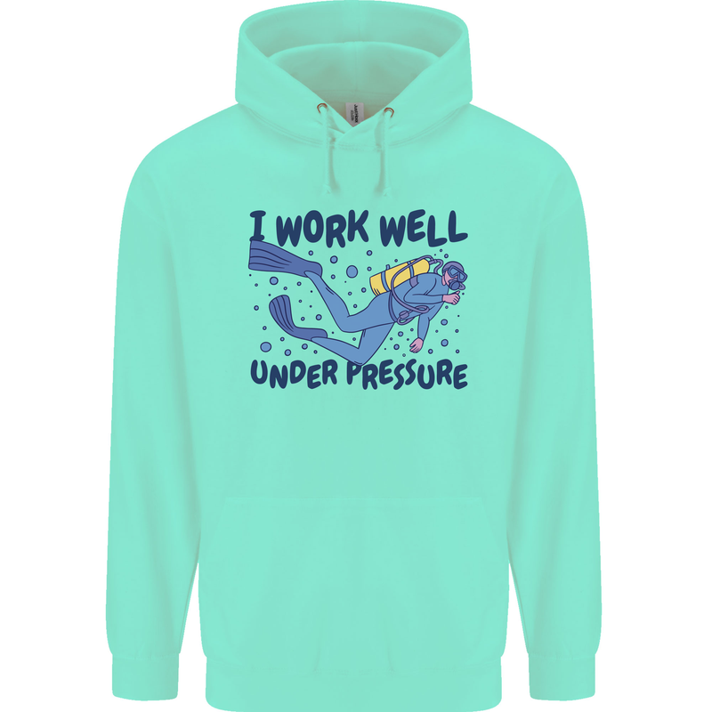Scuba Diving Work Well Under Pressure Diver Mens 80% Cotton Hoodie Peppermint