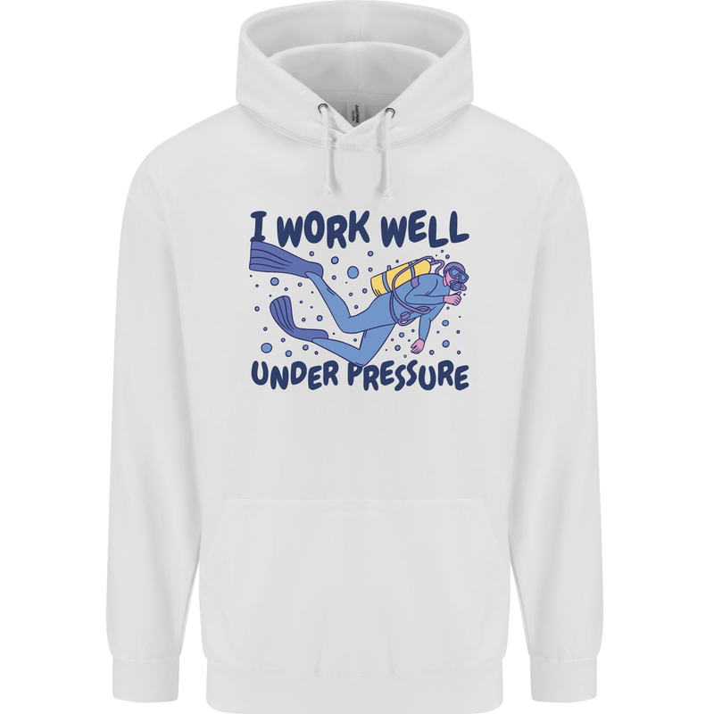 Scuba Diving Work Well Under Pressure Diver Mens 80% Cotton Hoodie White