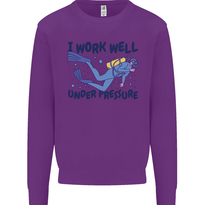 Scuba Diving Work Well Under Pressure Diver Mens Sweatshirt Jumper Purple