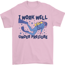 Scuba Diving Work Well Under Pressure Diver Mens T-Shirt Cotton Gildan Light Pink