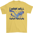 Scuba Diving Work Well Under Pressure Diver Mens T-Shirt Cotton Gildan Yellow