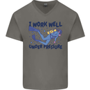 Scuba Diving Work Well Under Pressure Diver Mens V-Neck Cotton T-Shirt Charcoal