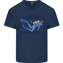 Scuba Diving Work Well Under Pressure Diver Mens V-Neck Cotton T-Shirt Navy Blue