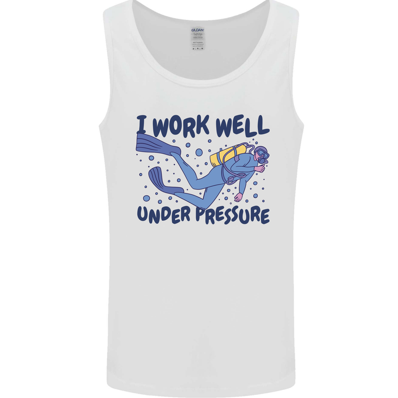 Scuba Diving Work Well Under Pressure Diver Mens Vest Tank Top White