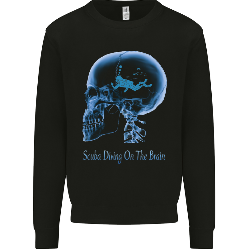 Scuba Diving on the Brain Diver Dive Mens Sweatshirt Jumper Black