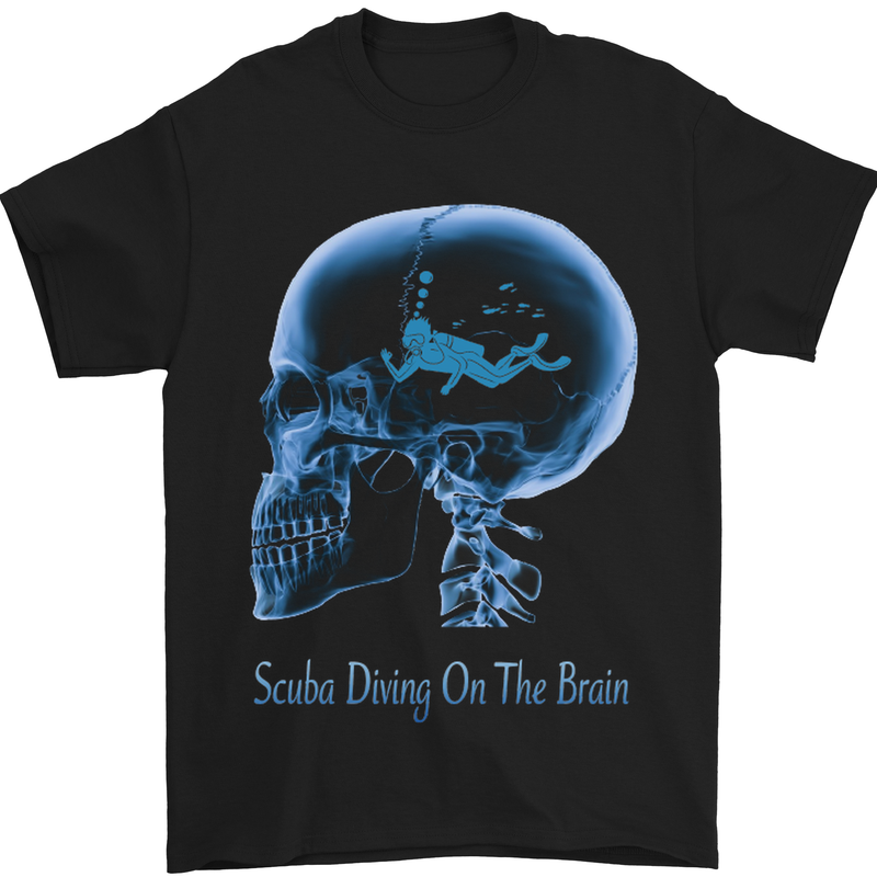 Scuba Diving on the Brain Diver Dive Mens T-Shirt Cotton Gildan Black