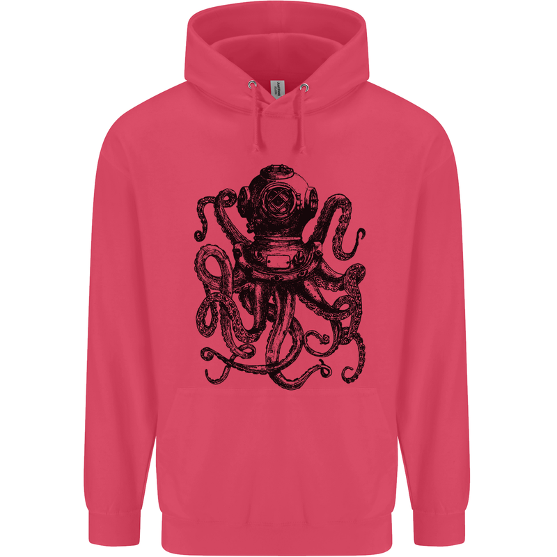 Scuba Octopus Diver Dive Diving Childrens Kids Hoodie Heliconia