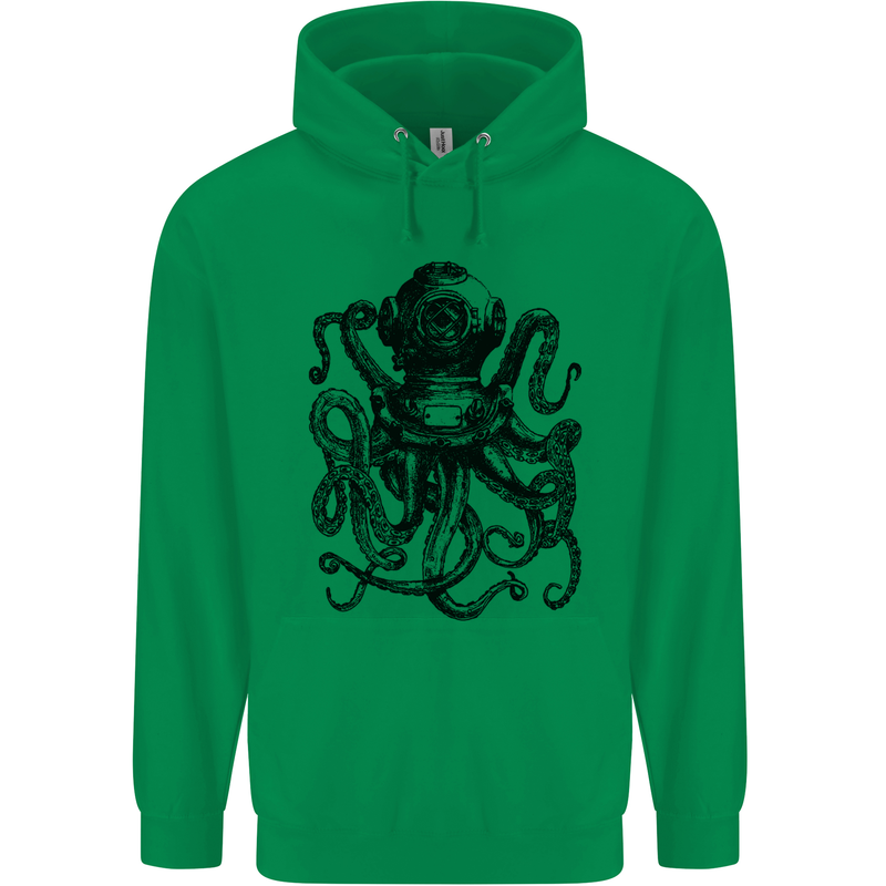 Scuba Octopus Diver Dive Diving Childrens Kids Hoodie Irish Green