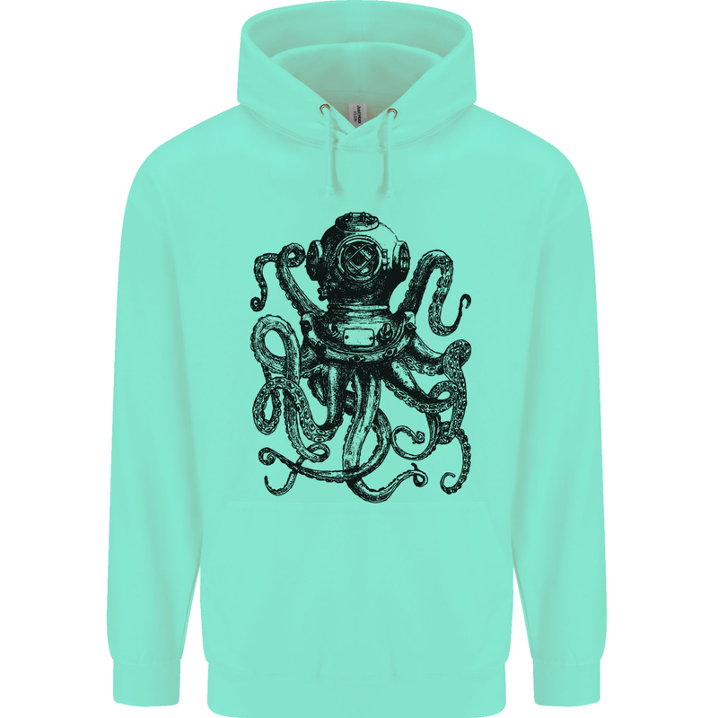 Scuba Octopus Diver Dive Diving Childrens Kids Hoodie Peppermint