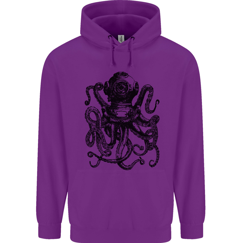 Scuba Octopus Diver Dive Diving Childrens Kids Hoodie Purple