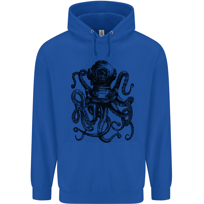 Scuba Octopus Diver Dive Diving Childrens Kids Hoodie Royal Blue