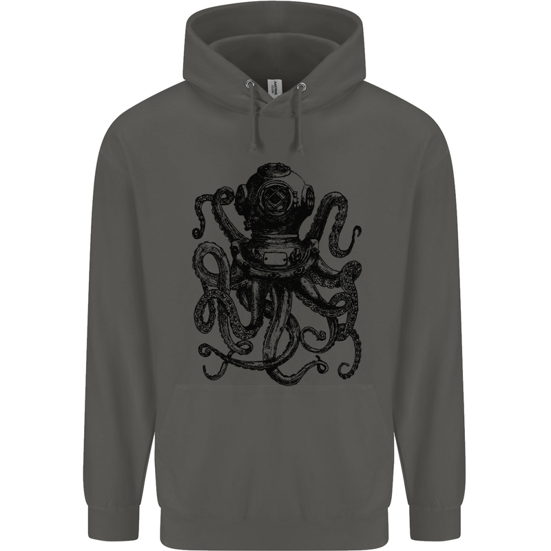 Scuba Octopus Diver Dive Diving Childrens Kids Hoodie Storm Grey