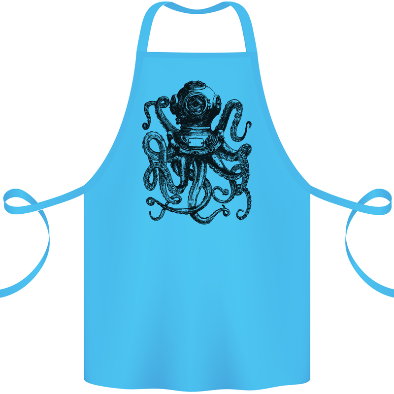 Scuba Octopus Diver Dive Diving Cotton Apron 100% Organic Turquoise