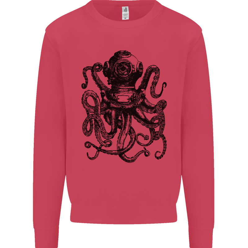 Scuba Octopus Diver Dive Diving Kids Sweatshirt Jumper Heliconia