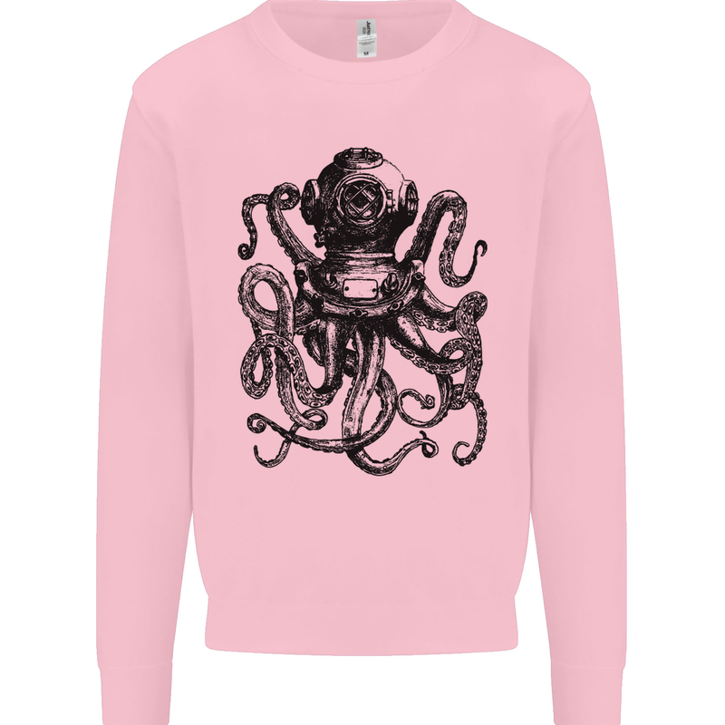Scuba Octopus Diver Dive Diving Kids Sweatshirt Jumper Light Pink
