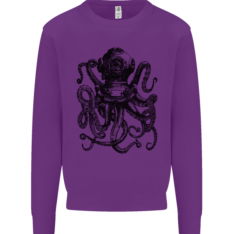 Scuba Octopus Diver Dive Diving Kids Sweatshirt Jumper Purple