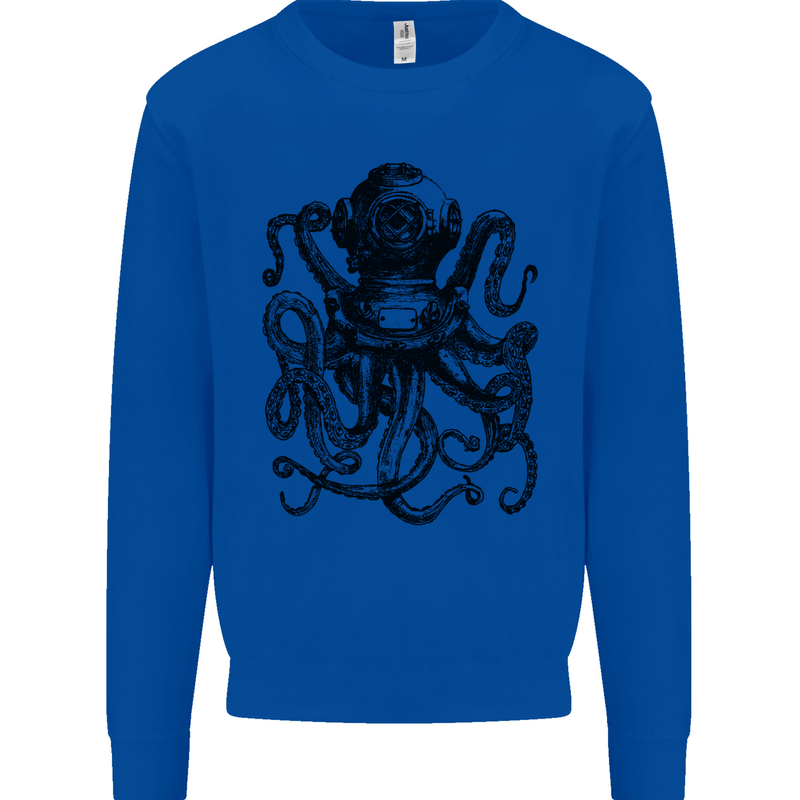 Scuba Octopus Diver Dive Diving Kids Sweatshirt Jumper Royal Blue