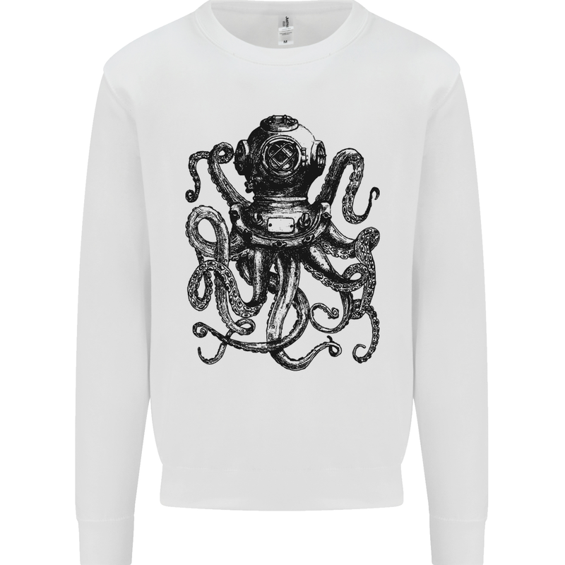 Scuba Octopus Diver Dive Diving Kids Sweatshirt Jumper White