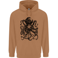 Scuba Octopus Diver Dive Diving Mens 80% Cotton Hoodie Caramel Latte
