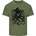 Scuba Octopus Diver Dive Diving Mens Cotton T-Shirt Tee Top Military Green