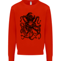 Scuba Octopus Diver Dive Diving Mens Sweatshirt Jumper Bright Red
