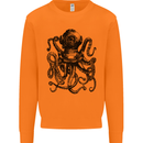Scuba Octopus Diver Dive Diving Mens Sweatshirt Jumper Orange