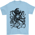 Scuba Octopus Diver Dive Diving Mens T-Shirt Cotton Gildan Light Blue