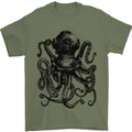 Scuba Octopus Diver Dive Diving Mens T-Shirt Cotton Gildan Military Green