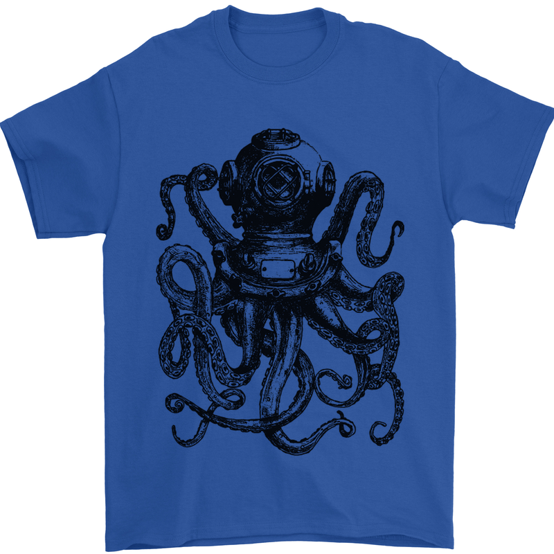 Scuba Octopus Diver Dive Diving Mens T-Shirt Cotton Gildan Royal Blue