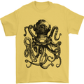 Scuba Octopus Diver Dive Diving Mens T-Shirt Cotton Gildan Yellow